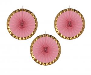 Bleikir og gylltir blævængir. 3 stk.40 cm