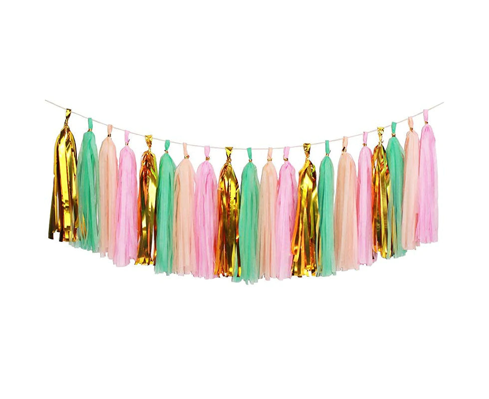 Dúskalengja. Gull,bleik, ljósblá og appelsínugul