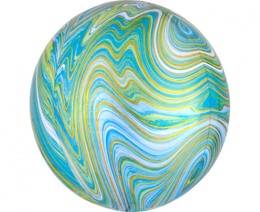 Álblaðra. Marmara Blágræn Kúla. 38 cm. 1 stk.