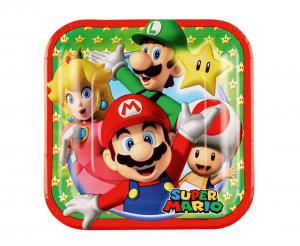 Pappadiskar. Super Mario Bros 8 stk. 18 cm