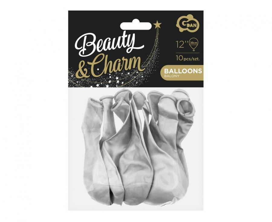 Latexblöður. Perlu Silfur 10 stk. 30 cm.