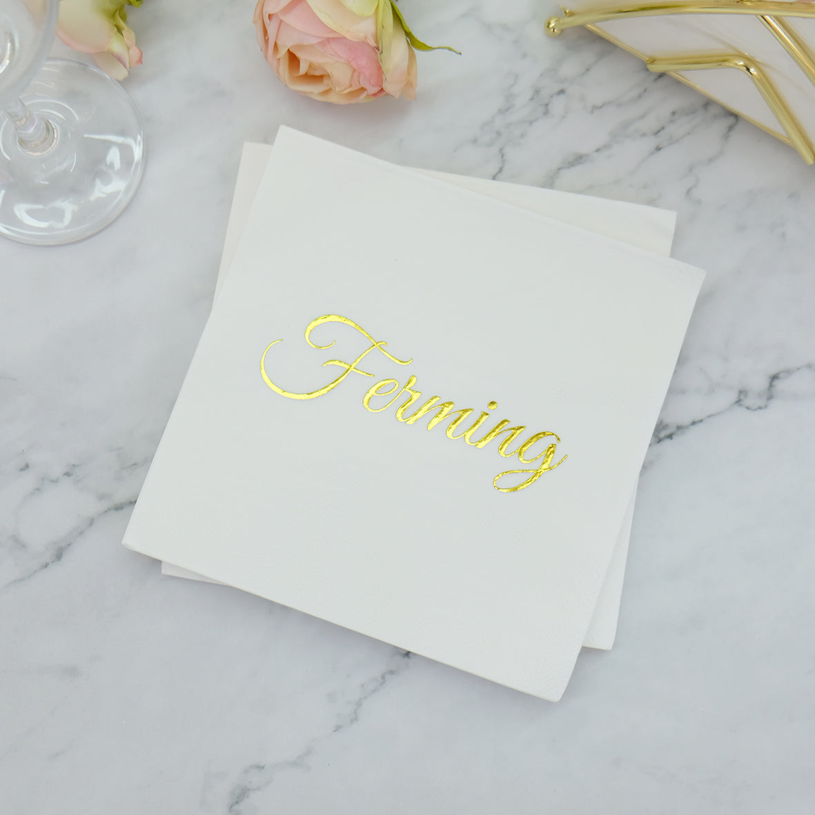 Kaffiservíettur. Ferming. Gull. 20 stk.