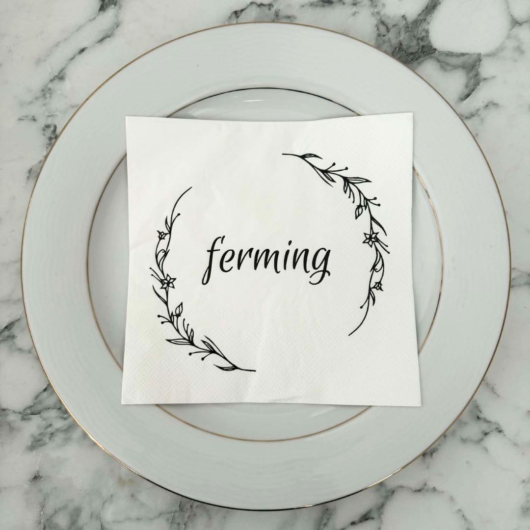 Matarservíettur. Ferming. Svart letur 20 stk.