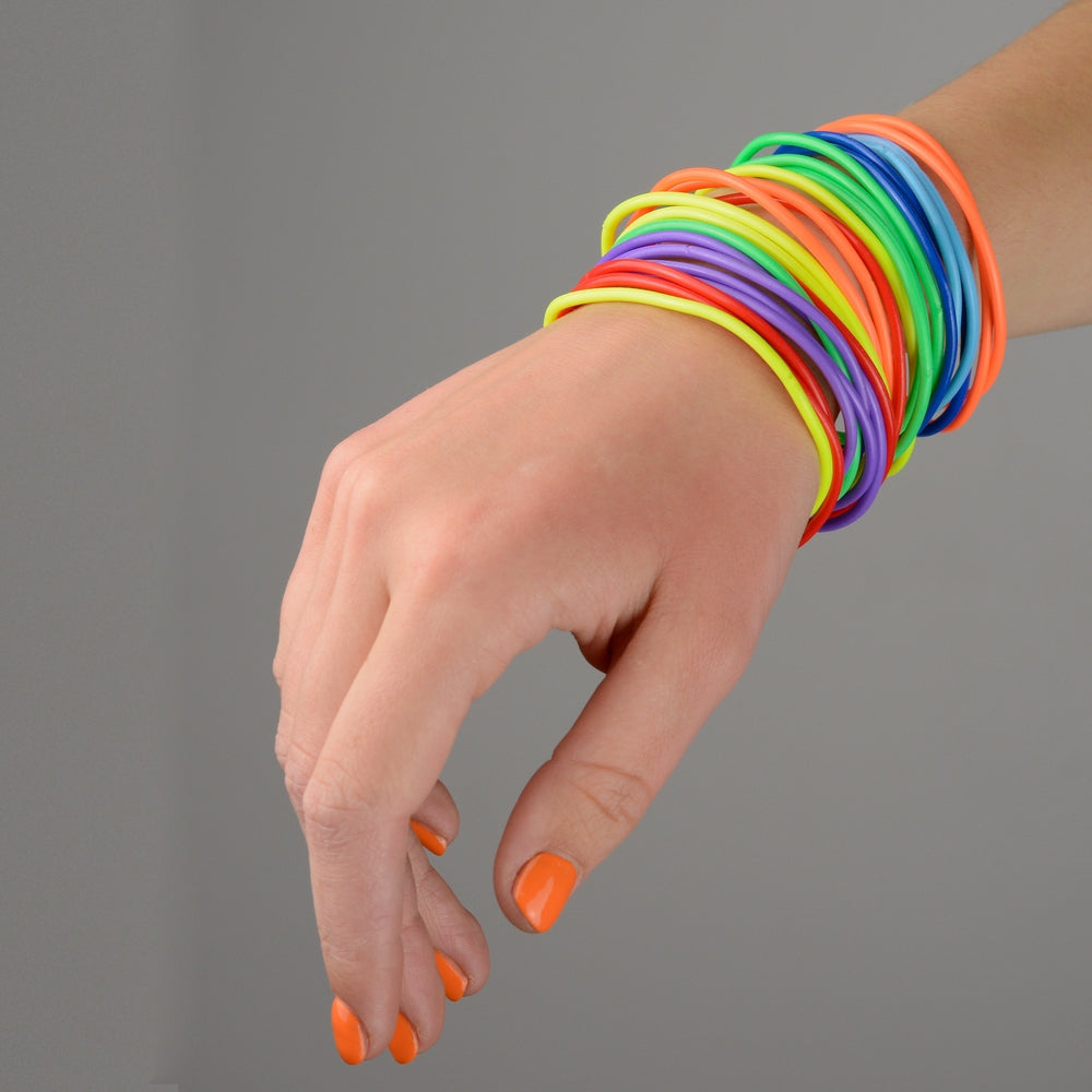 Neon gúmmí armbönd gul 12 stk.