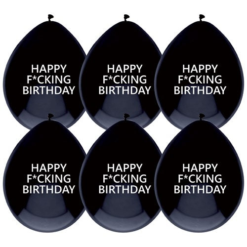 Latexblöðrur. Happy f*cking birthday 6 stk.