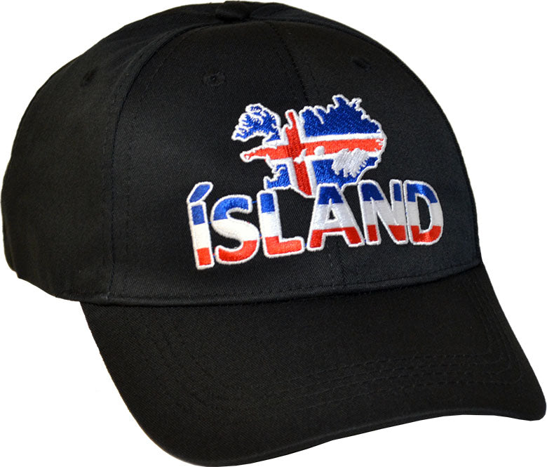 Derhúfa. Með íslandskorti Svört