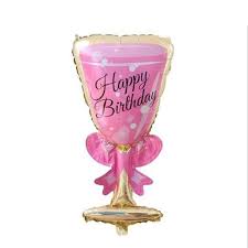 Álblaðra. Staup Happy Birthday. Bleik . 86 cm