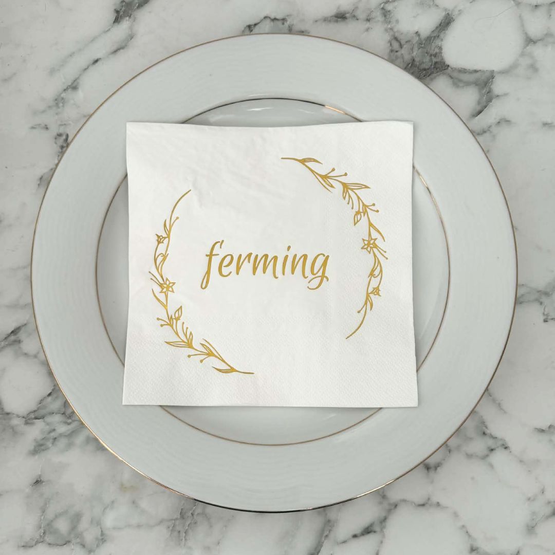 Matarservíettur. Ferming. Gyllt letur 20 stk.
