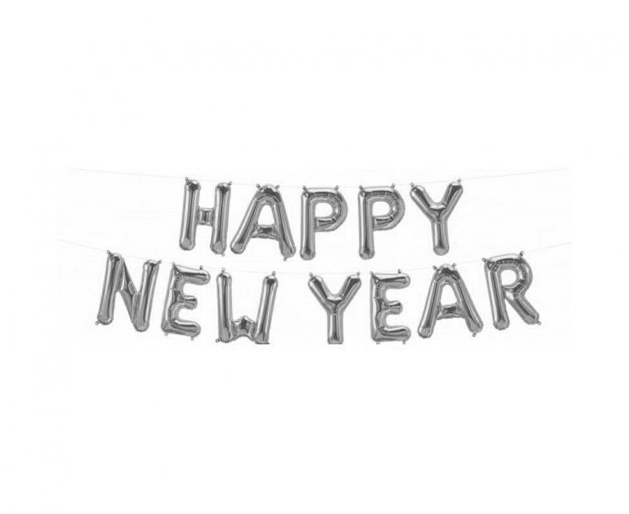 Álblöðrur. Happy new year. Silfur