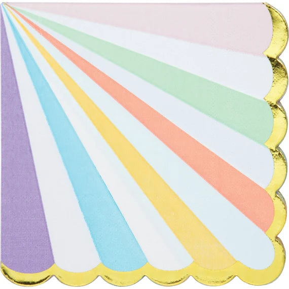 Servíettur. Pastel Regnboga. 16 stk.