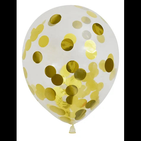 Latexblaðra. Confetti. Gull. 1stk. 28 cm.