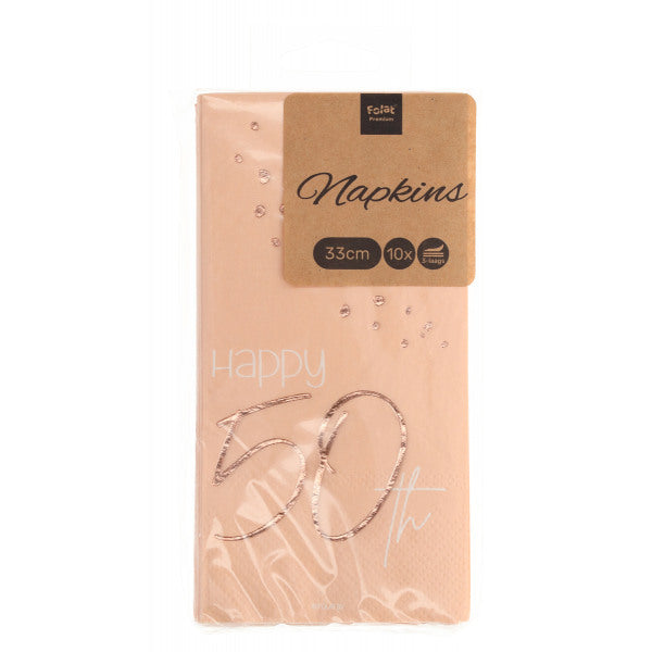 Servíettur. 50 ára. Bleikar/Lush Blush. 10 stk.