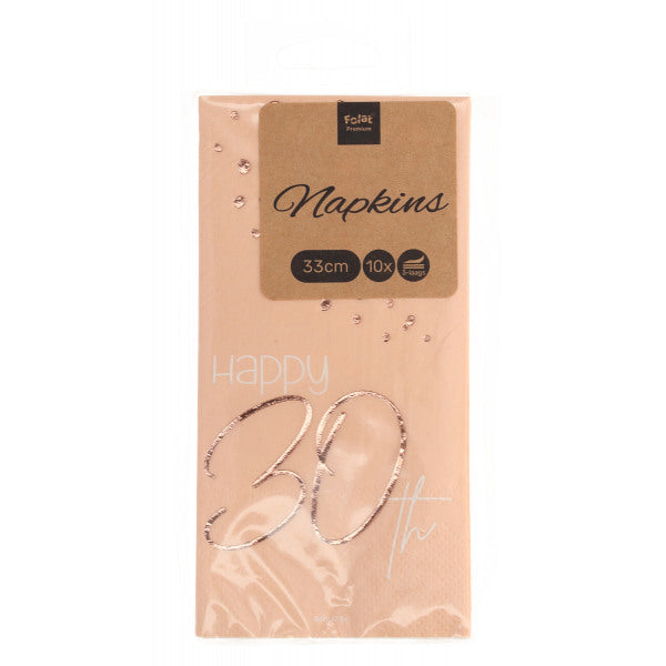 Servíettur. 30 ára. Bleikar/Lush Blush. 10 stk.