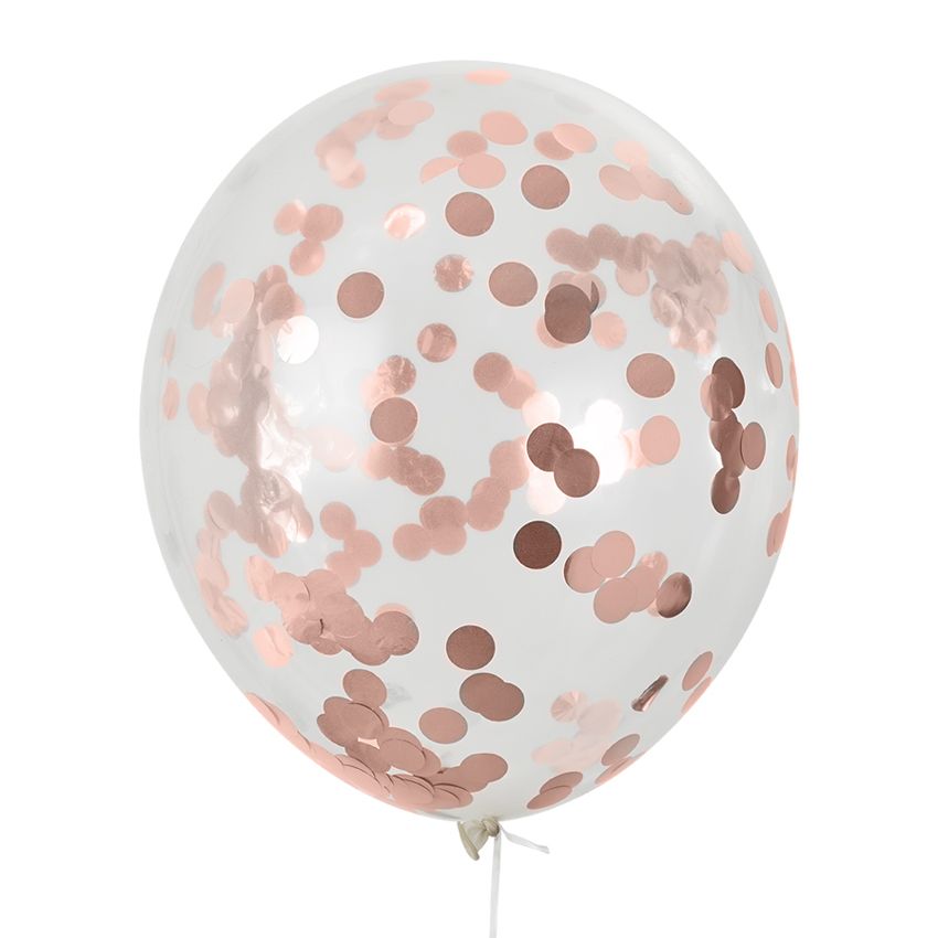 Latexblaðra. Confetti. Rosegold. 1stk. 28 cm.