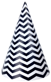 Strýtuhattar. Hvítir og svartir. 12 stk.