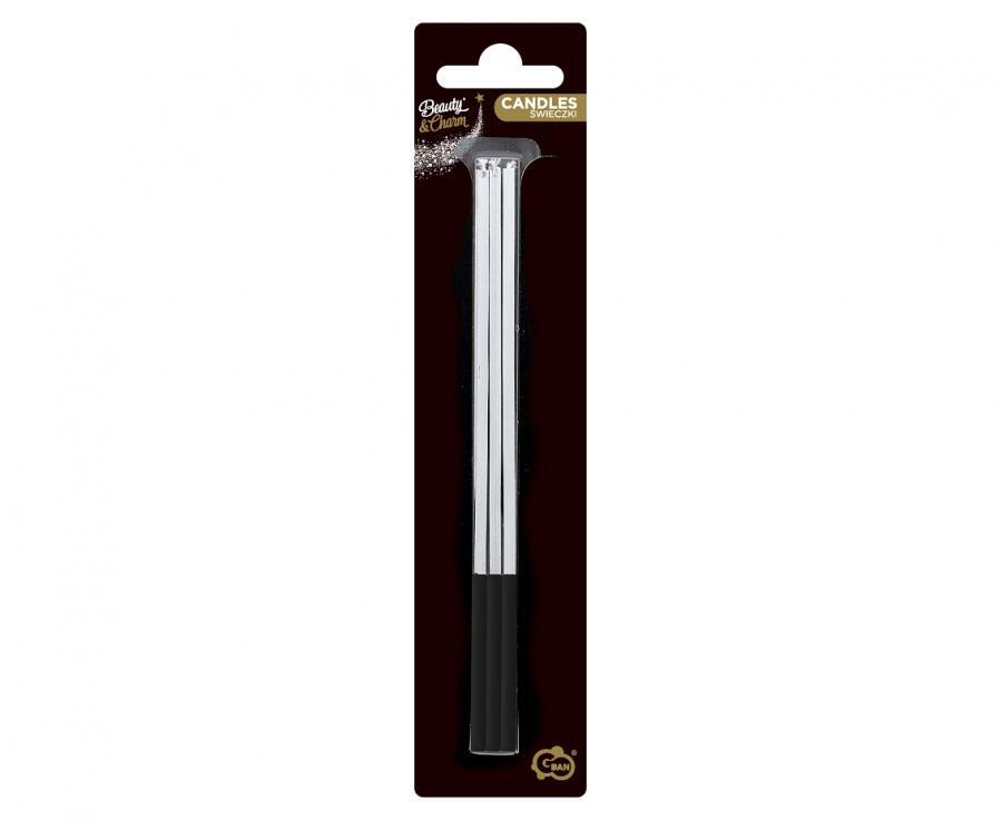 Kerti. Silfur og Svört. 6 stk. 3 mm á breidd 15 cm hæð