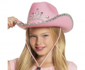 Kúrekahattur.  Bleikur Barna