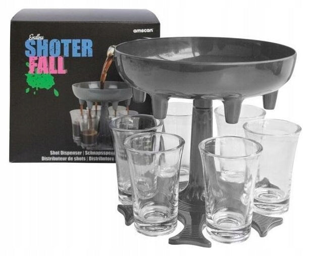 Drykkjuleikur. Skotskammtari. 6 plastglös