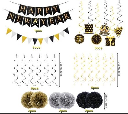 Áramótapakki svartur og gylltur