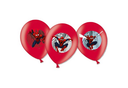 Latex Blöðrur. Spiderman 6 stk. 27 cm