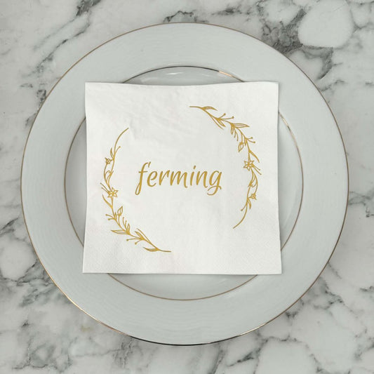 Matarservíettur. Ferming. Gyllt letur 20 stk.