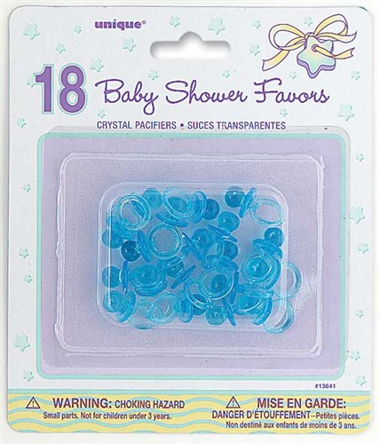 Baby Shower. Skraut. Bláar snuddur. 18stk