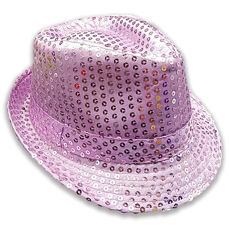 Ljós fjólublár Fedora hattur Pallíettu