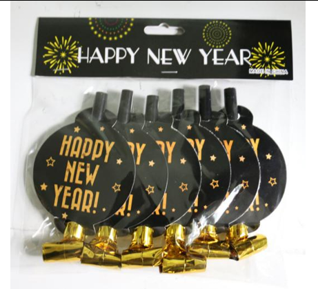Blástursýlur Happy new Year 6 stk.